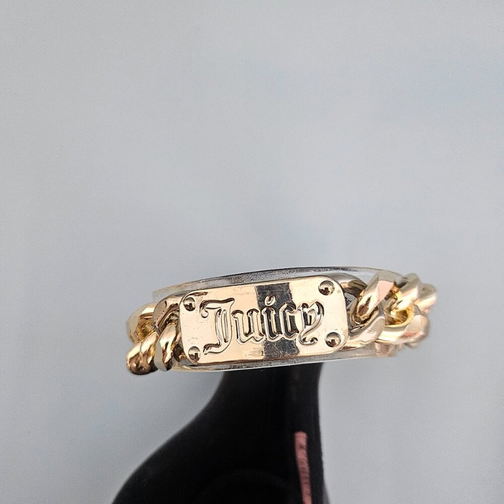 Juicy Couture Themis Chain Sandals Black Gold Block Heel Size 8.5 NWT - Picture 6 of 10